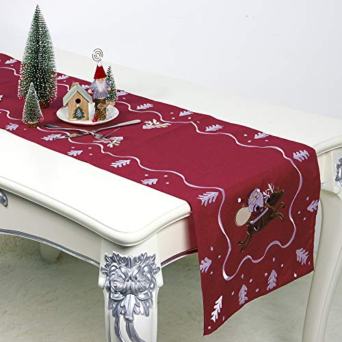 HALOVIE Runner da Tavolo Natale tovaglia Decorazioni Natalizie per Natale Casa Hotel Feste Decorazione 40 * 180 cm Rosso