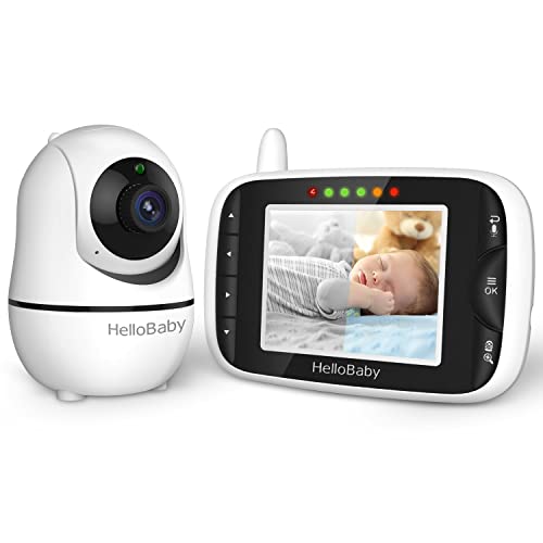 HelloBaby Baby Monitor con telecamera HB66, schermo LCD da 3,2 pollici, telecamera per bambini Pan-Tilt-Zoom a distanza, visione notturna, funzione interfono, sensore di temperatura