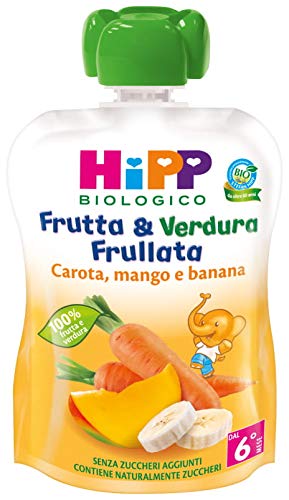 Hipp - Frutta E Verdura Frullata, Gusto Carota Mango E Banana, 6 Confezioni da 90 G - 540 g
