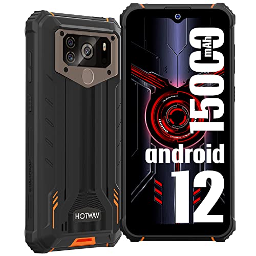 HOTWAV W10 PRO Rugged Smartphone 2022, 15000mAh Telefono Indistruttibile in Offerta, 6.53  HD 20MP Android 12 Cellulare Antiurto, IP68 Impermeabile 6GB+64GB Dual SIM 4G Octa-Core - Face ID OTG GPS NFC