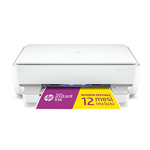 HP Envy 6022e All-in-One, Stampante Fotografica Multifunzione A4, 12 mesi di Instant Ink inclusi con HP+