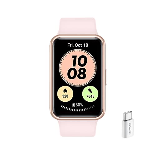 HUAWEI Watch Fit Smartwatch con Adattatore AP52, Display Amoled da 1.64 , 97 Modalità di Allenamento, Monitoraggio della Frequenza Cardiaca 24 7, Sakura Pink