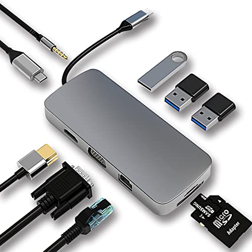 HUB USB C, Docking Station, Adattatore USB C 10 in 1 con 4K-HDMI, V...