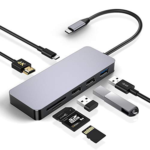 Hub USB C, Kameta Tipo C a 4K HDMI, USB 3.0, Type C per Ricarica, Lettore Schede SD TF per MacBook Pro 2018 2017, Samsung S8 S9, Huawei P20 Mate 10 Mate 20, Dex station