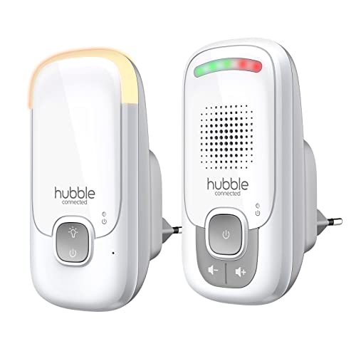 Hubble Connected Listen Glow Baby Monitor Audio, Connettività wireless DECT a lungo raggio, luce notturna, controllo del volume e microfono ad alta sensibilità