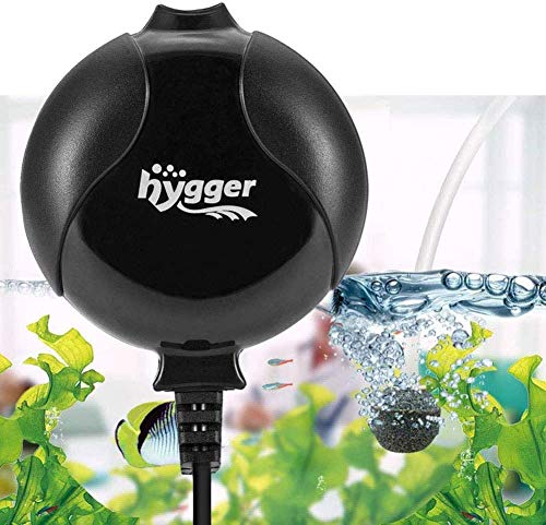 Hygger 1.5W Mini Pompa Aria per 1L-50L Acquario, Silenziosa Pompa Ossigeno Acquario with Accessori (Nero)