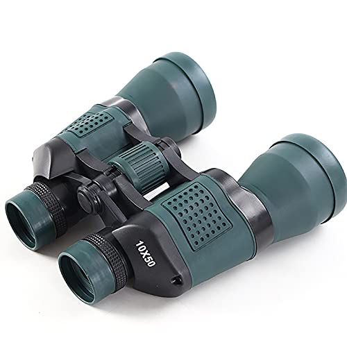 HZLGFX Binocolo, 10X50 Binocolo, binocolo astronomico, HD Binocolo Compatto, Obiettivo FMC, binocolo Compatto per Birdwatching.(Color:Verde Scuro)