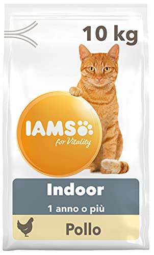 IAMS for Vitality Indoor Alimento secco con pollo fresco per gatti adulti e anziani (1 anno o più) - 10 kg