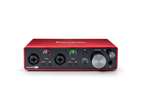 Interfaccia audio USB Scarlett 2i2 (terza generazione) di Focusrite per registrare e creare brani — registrazioni ad alta fedeltà in qualità studio, incluso tutto il software necessario per registrare