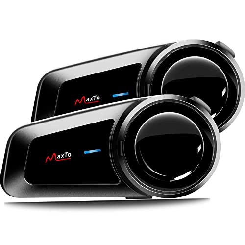 Interfono Moto Bluetooth Coppia,Spovii M2 Auricolari per Casco Supporta 6 Persone che Interphone,FM,Assistente vocale,Diffusori Stereo,Universale
