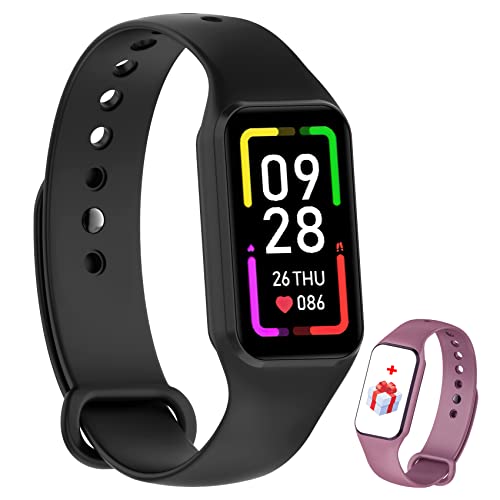IOWODO R1 Smartwatch uomo donna con ossimetro (SpO2) Monitor per la pressione sanguigna Contapassi frequenza cardiaca Sonno,Smart Watch con notifica messaggi,IP68 per Android iOS (2 cinturini)