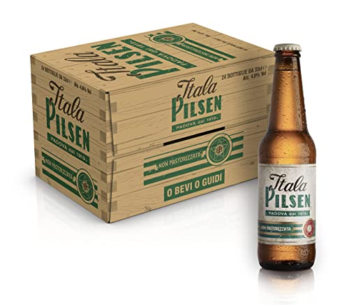 Itala Pilsen Cassa Birra con 24 Bottiglie da 33 cl, 7.92 L, Birra Non Pastorizzata dal Gusto Autentico, Ricco e Distintivo, Gradazione Alcolica 4.8% Vol