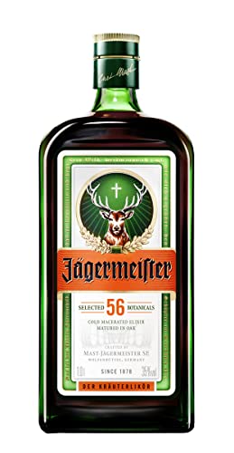 Jägermeister - Bottiglia da 100cl. Liquore a base di 56 Botaniche, invecchiato in botti di quercia. Da servire ghiacciato a -18°. 35% Vol.