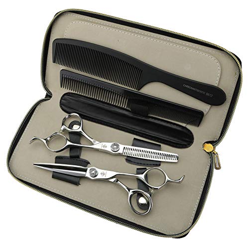 JIESENYU - Set di forbici professionali da parrucchiere, in acciaio inox, per parrucchieri, diradamento, uso domestico