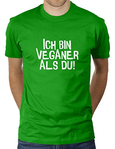 KaterLikoli - Maglietta da uomo  Ich Bin Veganer als du verde mela XL