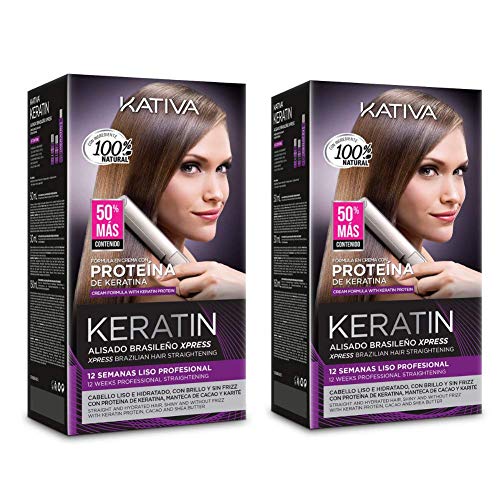Kativa Keratin Express - Trattamento lisciante brasiliano senza formaldeide formol, confezione da 2