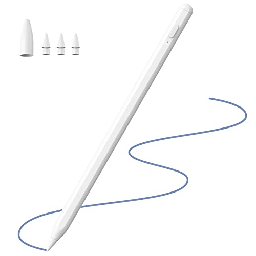 KECOW Penna Touch per iPad 2018-2021,Penna Stilo per Rifiuto del Palmo, Penna per iPad con 2 Punte, Penna Tattile con Funzione di Rilevamento dell Inclinazione