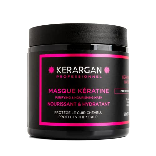 Kerargan - Maschera per capelli alla cheratina per rafforzare, idratare e proteggere i capelli - Ideale per la stiratura - Per capelli secchi e danneggiati - Senza solfati, parabeni, silicone - 500 ml