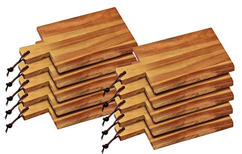 KESPER 28190 - Set di 10 taglieri e taglieri in legno di acacia con manico e cinghia, tagliere per il pane