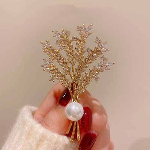 KIZQYN Spilla Full Diamond Golden Graat Ear Naturale Brooch Brooch Brooch Broochage Femminile Elegante Scialle Scialle Sciarpa Sciarpa Spille per Le Donne (Color : Beads)
