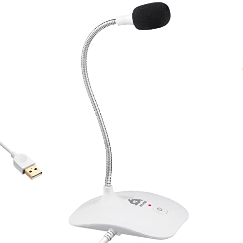 KLIM Talk Microfono USB PC e PS4 – Microfono da Scrivania Omnidirezionale a Condensatore – Vasta Compatibilità – Plug & Play – Audio Professionale ad Alta Definizione - Bianco - Nuova Versione 2022