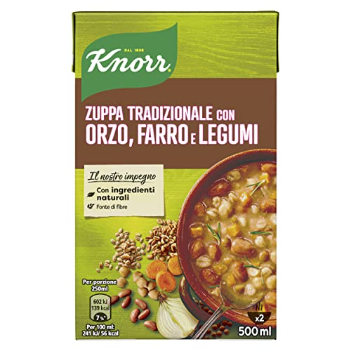Knorr Zuppa Tradizionale con Orzo, Farro e Legumi, 500ml...