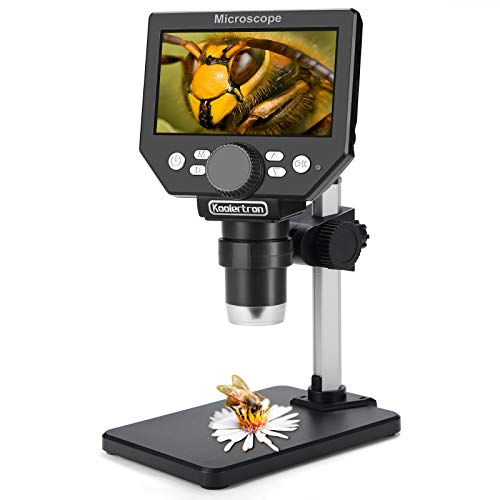 Koolertron Microscopio Digitale LCD, Microscopio Bambini 4.3 pollici 1080P 8 Megapixel Zoom con Ingrandimento 1000X HD Fotocamera, Wireless USB Microscopio con luce a 8 LED