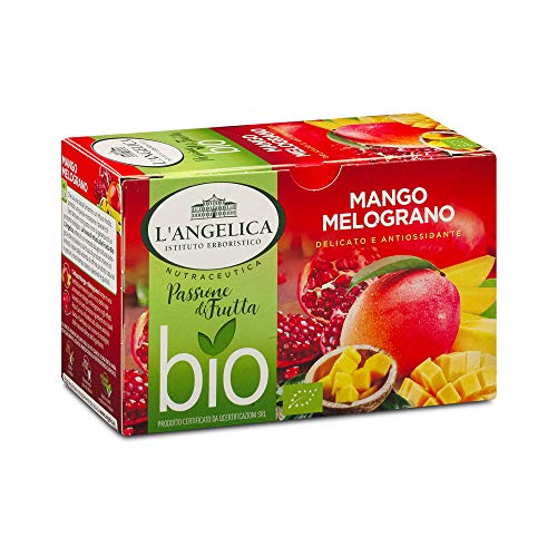 L Angelica, Infuso Bio Mango e Melograno, Infuso a base di Mango e Melograno, Infuso Biologico e Antiossidante, Tisana Bio, Tisana Antiossidante, 10 Confezioni da 15 Filtri