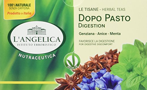 L Angelica, Tisana Funzionale Dopo Pasto Digestiva, a Base di Genziana, Anice e Menta, Senza Lattosio, Vegan, 10 Confezioni da 20 Filtri