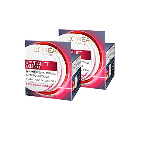 L  oréal Paris Revitalift Laser X3 dischi Peeling antietà ha l  acido glicolico – Set di 2
