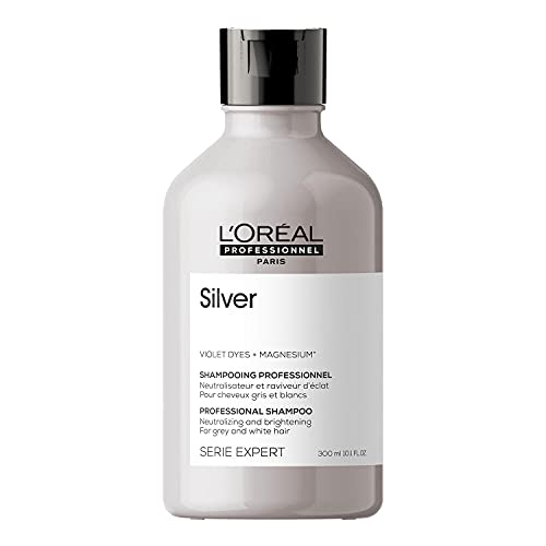 L Oréal Professionnel Paris | Shampoo professionale per capelli grigi e bianchi Silver Serie Expert, Formula neutralizzante anti-giallo, 300 ml