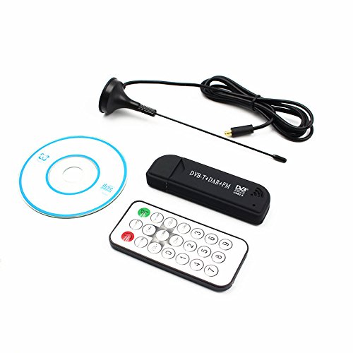 LanLan - Kit di accessori per lettori MP3 USB2.0 FM Dab DVB-T RTL2832U R820T2 RTL-SDR SDR Dongle Stick Tuner TV digitale a distanza ricevitore infrarossi con antenna nero