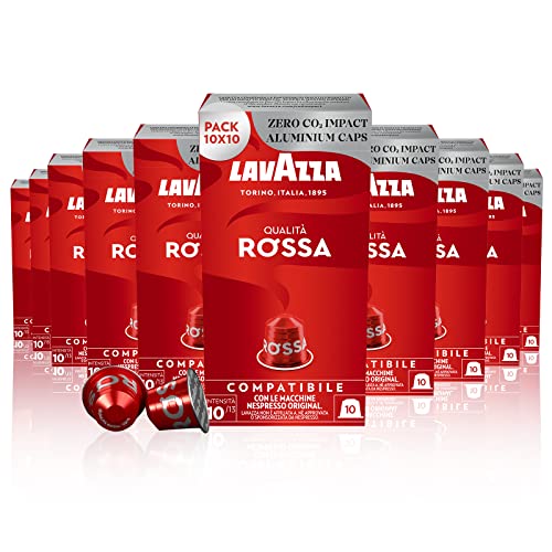 Lavazza Qualità Rossa, Arabica e Robusta, Capsule in Alluminio Compatibili con macchine Nespresso Original, 10 Confezioni da 10 Capsule