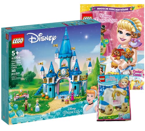 Lego Princess Set – Castello di Cenerentola 43206 + Principesse Magazine n. 12 (poster dei fumetti) con carrozza del mouse di Cenerentola