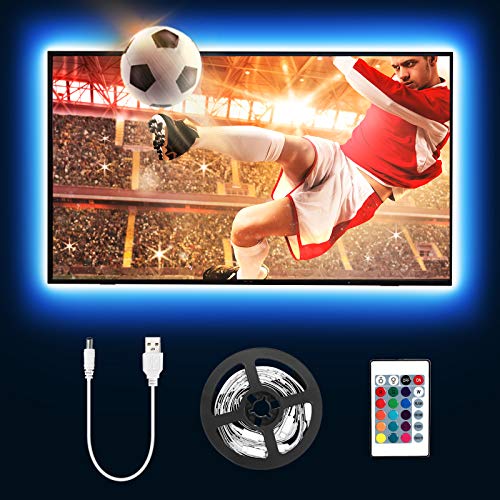 Lepro Striscia LED RGB 2M, USB Alimentata e RF Telecomando Wireless, 5050 SMD, Striscia Luminosa Retroilluminazione TV con 16 Colori Dimmerabili per Monitor PC TV da 32-65 pollici (4 Strisce da 50 cm)
