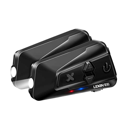 LEXIN 2pcs G16 Interfono Moto Con Radio FM, Comunicazione Di Auricolare Bluetooth Per Casco Con Cancellazione Del Rumore, Wireless Universale Fuoristrada Motociclo (G16 Doppia confezione)