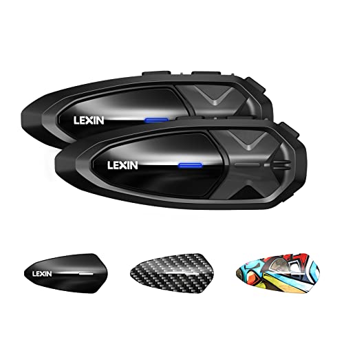 LEXIN 2X GTX Interfono Moto, Mani libere Auricolare Bluetooth Per Casco con Cancellazione del Rumore Per Un Massimo di 10 Motociclisti, Multitasking Audio, Sistema di Comunicazione Universale per Moto