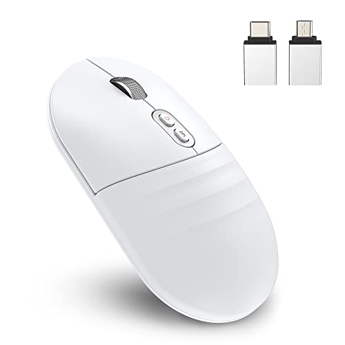 LeyuSmart Mouse wireless Bluetooth per iPhone, iPad, Mac Macbook Pro  Macbook Air, Samsung, Goole Laptop USB C USB-Micro mouse ricaricabile bianco