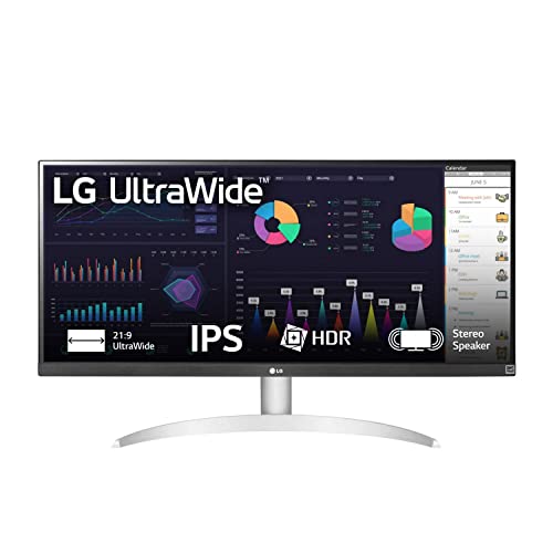 LG 29WQ600 Monitor 29  UltraWide 21:9 LED IPS HDR 10, 2560x1080, 1ms, AMD FreeSync 100Hz, Audio Stereo 14W, HDMI 1.4 (HDCP 2.2),Display Port 1.4, USB-C, Flicker Safe, Bianco