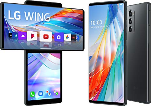 LG WING smartphone 5G con Display OLED 6.8   ruotabile, schermo secondario 3.9  , Gimbal Motion Camera, Sensore 64MP, Batteria 4000mAh ricarica Wireless, 128GB 8GB, Android 10, Aurora Gray [Italia]