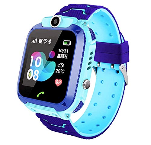 linyingdian Bambini Smartwatch IP67 Impermeabile, Waterproof Kids Smart Phone Watch GPS LBS Tracker Orologio Anti Lost Monitor SOS Chiama SIM Card Chat Vocale Gioco per Ragazzi Ragazze (azul)