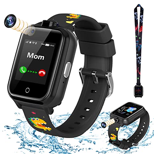LiveGo Smart Watch per Bambini, 4G Safe Smartwatch con Doppia Fotocamera, Localizzatore GPS, Chiamata SOS, WiFi per Bambini Bambini Studenti età 4-12 Regali di Compleanno(T13 Nero)