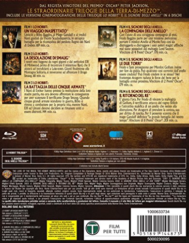 Lo Hobbit,Il Signore Degli Anelli (Box 6 Br) Trilogie Cinematografi...