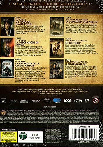 Lo Hobbit,Il Signore Degli Anelli (Box 6 Dv) Trilogie Cinematografi...