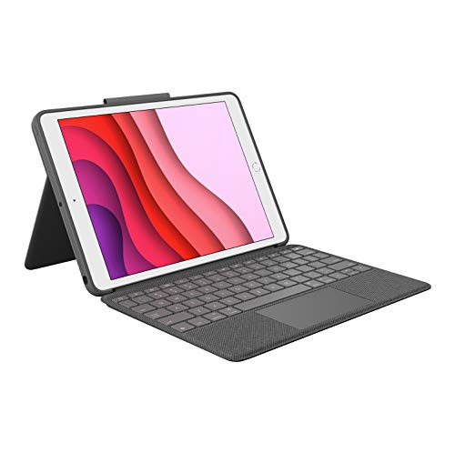 Logitech Combo Touch per iPad (7a, 8a e 9a generazione) Custodia con trackpad di precisione, tastiera retroilluminata simile a quella di un laptop, Smart Connector, Layout Italiano QWERTY - Grigio