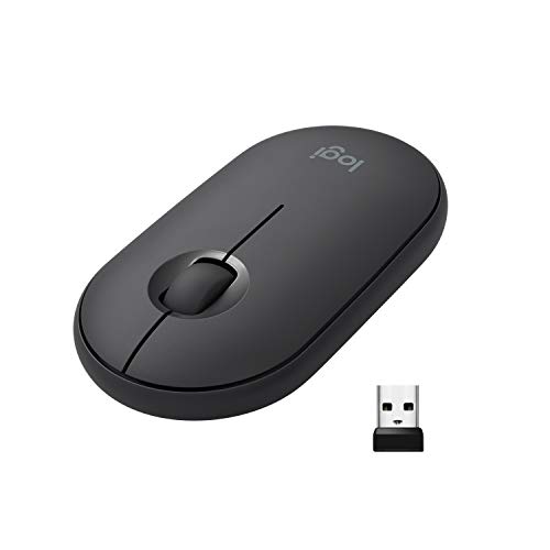 Logitech Pebble Mouse Wireless, Bluetooth o 2.4 GHz con Mini Ricevi...