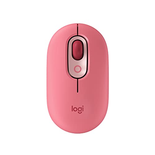 Logitech POP Mouse Wireless con Emoji personalizzabili, Tecnologia SilentTouch, Precisione e Velocità, Design Compatto, Bluetooth, USB, Multidispositivo, Compatibile OS - Heartbreaker