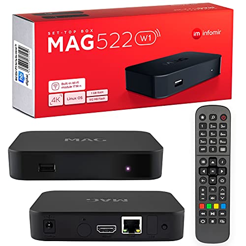 MAG 522w1 Original Infomir & HB-DIGITAL 4K IPTV Set TOP Box Multimedia Player Internet TV IP Receiver # 4K UHD 60FPS 2160p@60 FPS HDMI 2.0# HEVC H.256 Support # ARM Cortex-A53 + Cavo HDMI