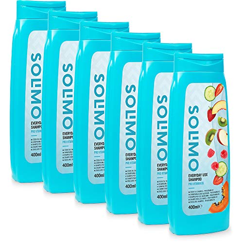 Marchio Amazon - Solimo Shampoo per uso quotidiano ai 7 Frutti con ProVitamina B5 - Confezione da 6 (400ml x6)