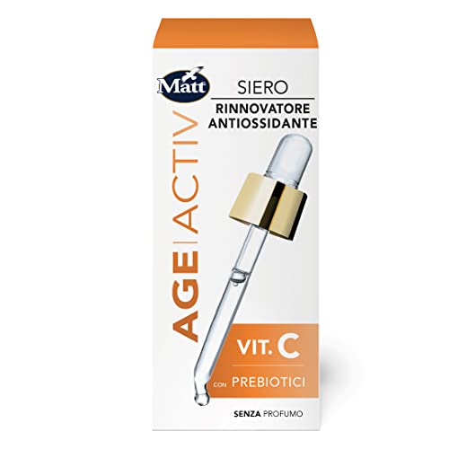 Matt Divisione Cosmetica - AGEACTIV Siero Rinnovatore Antiossidante alla Vitamina C con Prebiotici,Siero Viso, Per una Pelle Sana e Luminosa - Formato 30 ml